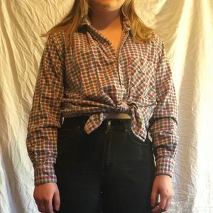 Red white and blue button up